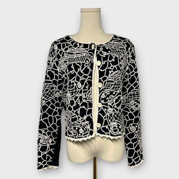 Michael Simon Vintage Car Embroidered Cardigan Sweater - Picture 2 of 6